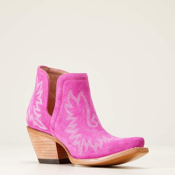 NEW Ariat Dixon Pink Suede Western Bootie Rodeo Festival Cowgirl Size 7 B Bold - Picture 2 of 16